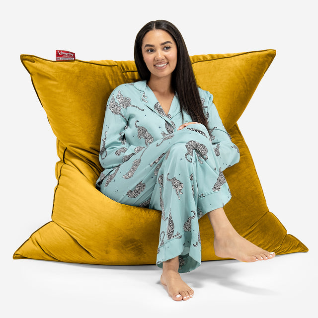 Puff Gigante Cama XL - Terciopelo Oro 01