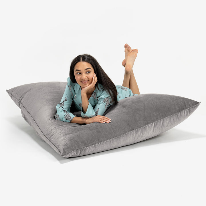 Puff Gigante Cama XL - Terciopelo Plata 03