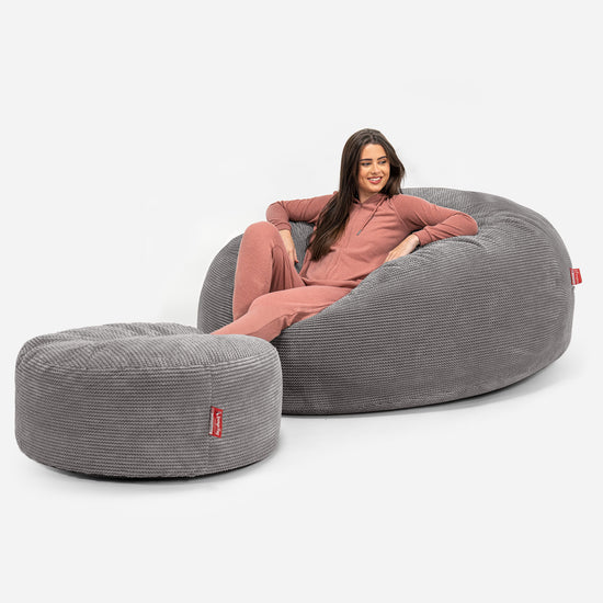 Puff Gigante 'Mega-Mamut' - Pompón Carbón Gris 02