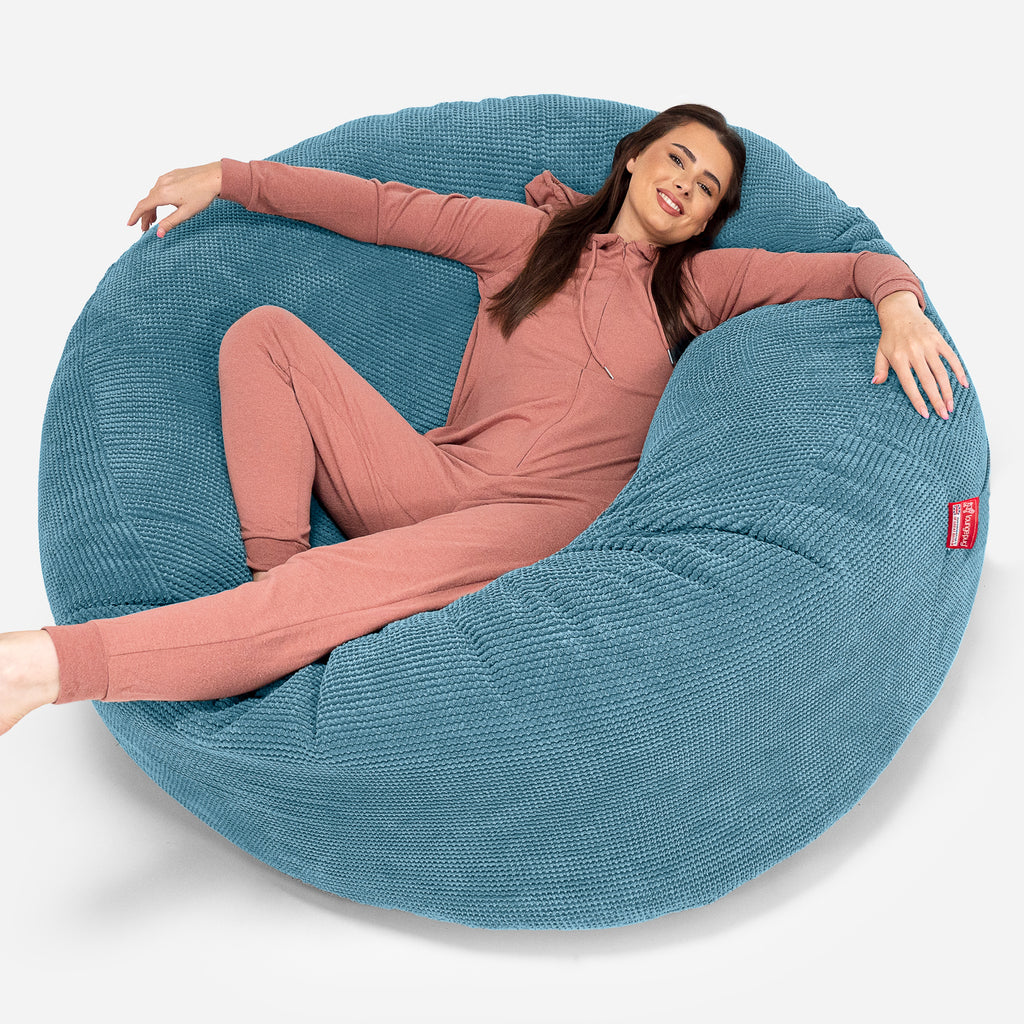 Puff Gigante 'Mega-Mamut' - Pompón Egeo Azul 01