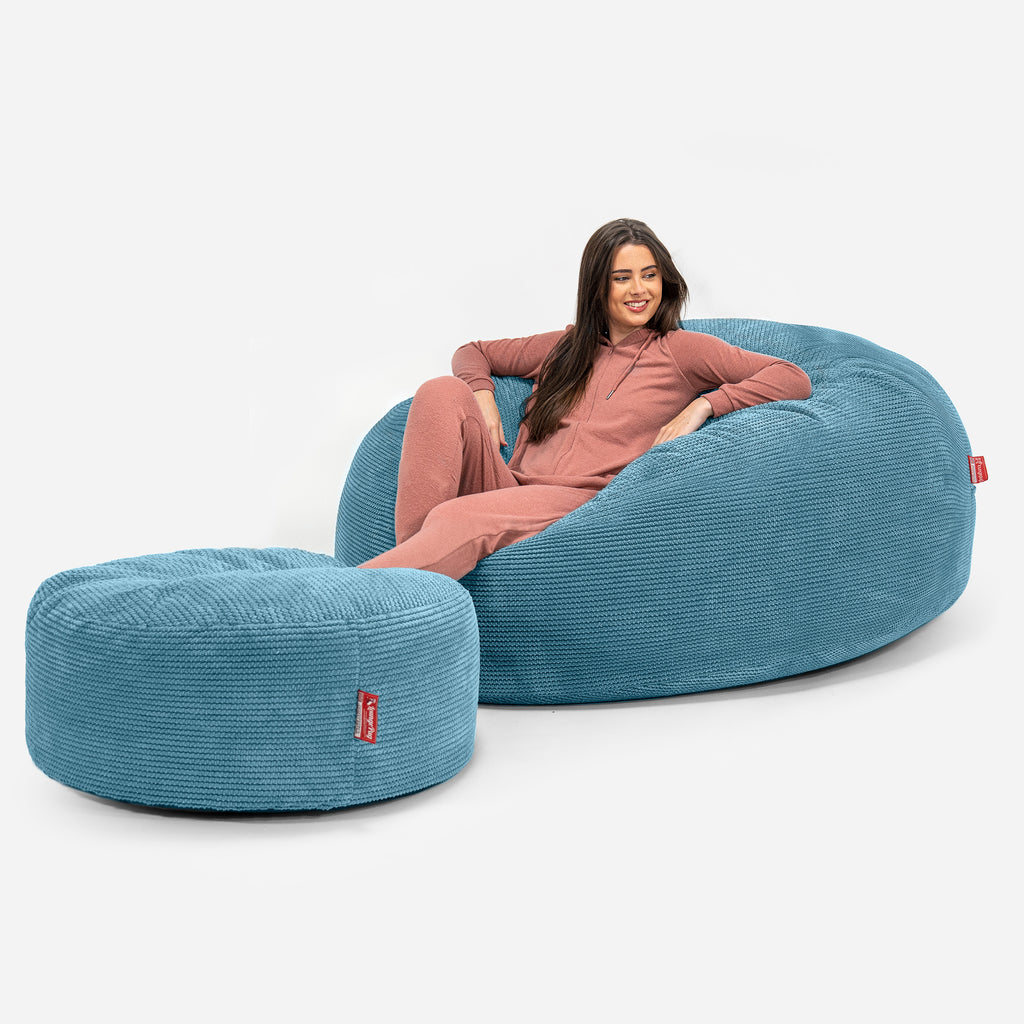 Puff Gigante 'Mega-Mamut' - Pompón Egeo Azul 02