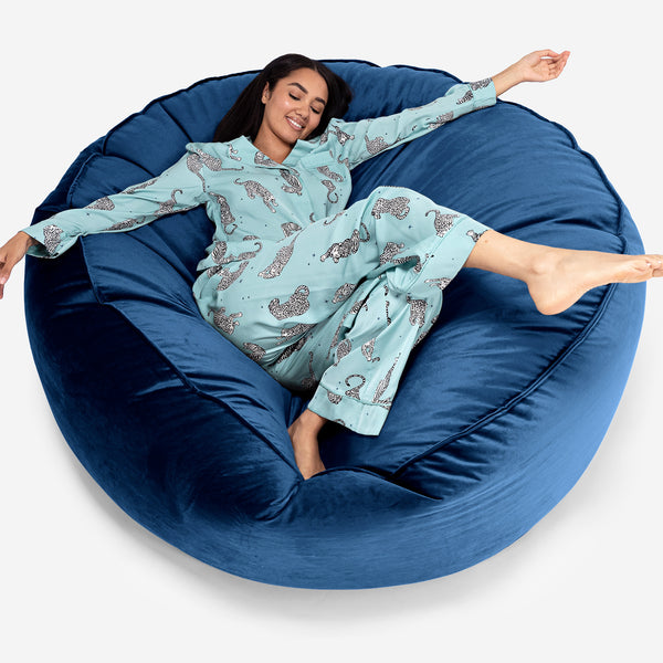 Puff Gigante 'Mega-Mamut' - Terciopelo Azul Marino 01
