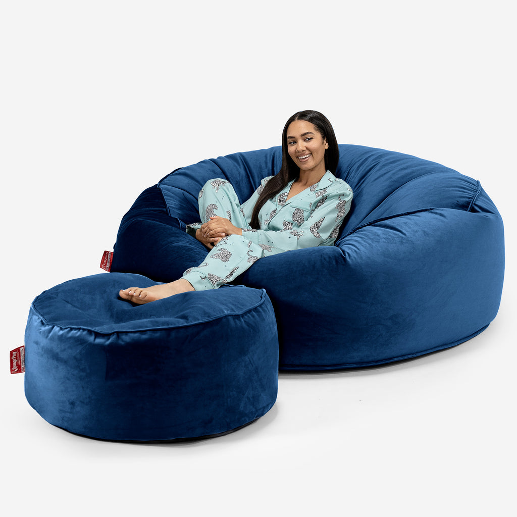 Puff Gigante 'Mega-Mamut' - Terciopelo Azul Marino 02