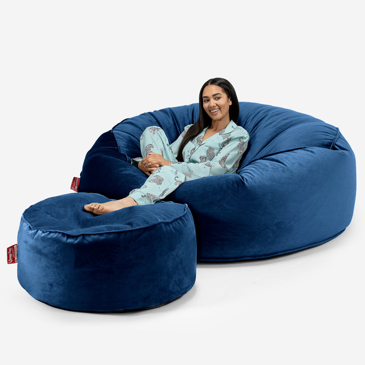 Puff Gigante 'Mega-Mamut' - Terciopelo Azul Marino 02