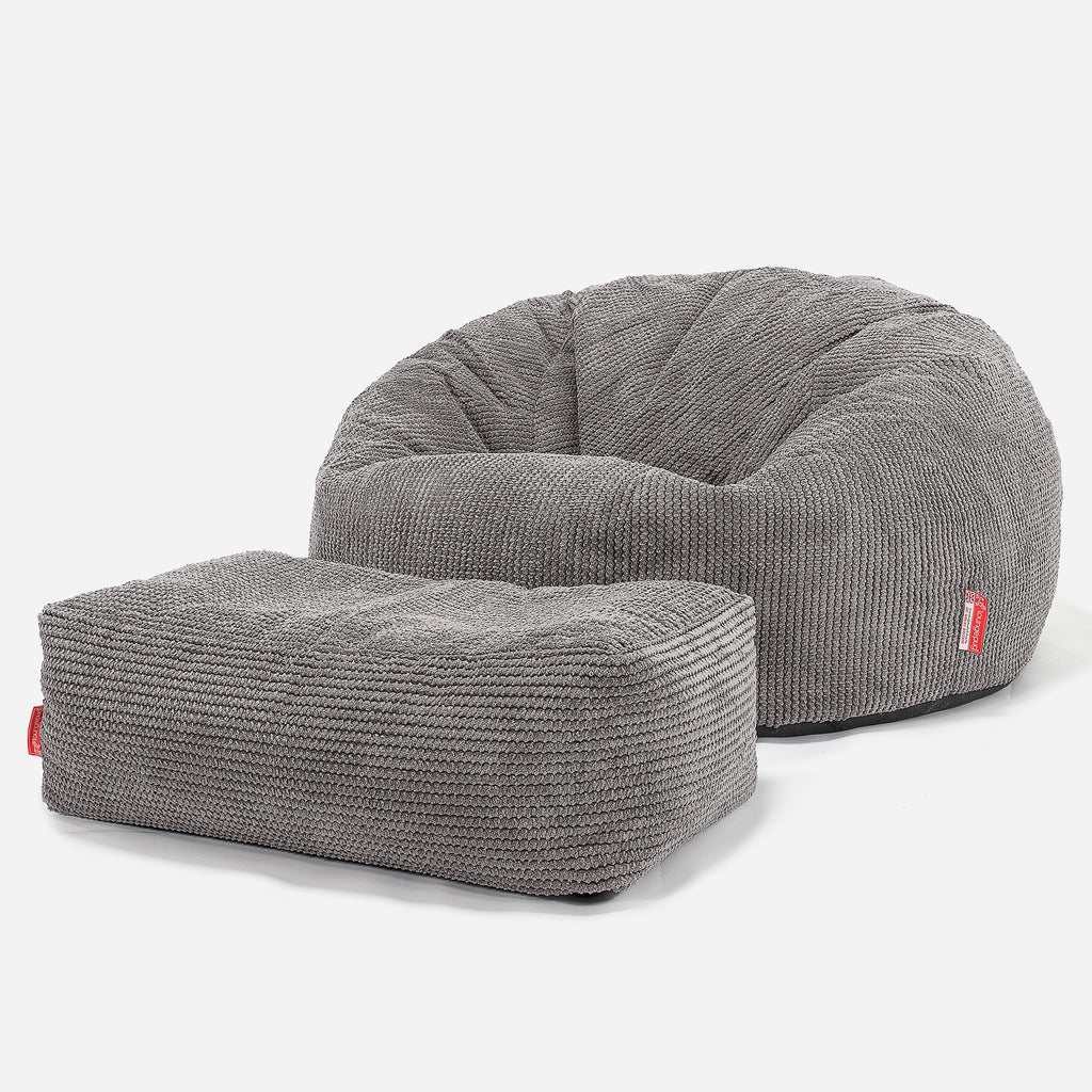 Puff Gigante Sofá Clásica - Pompón Carbón Gris 02