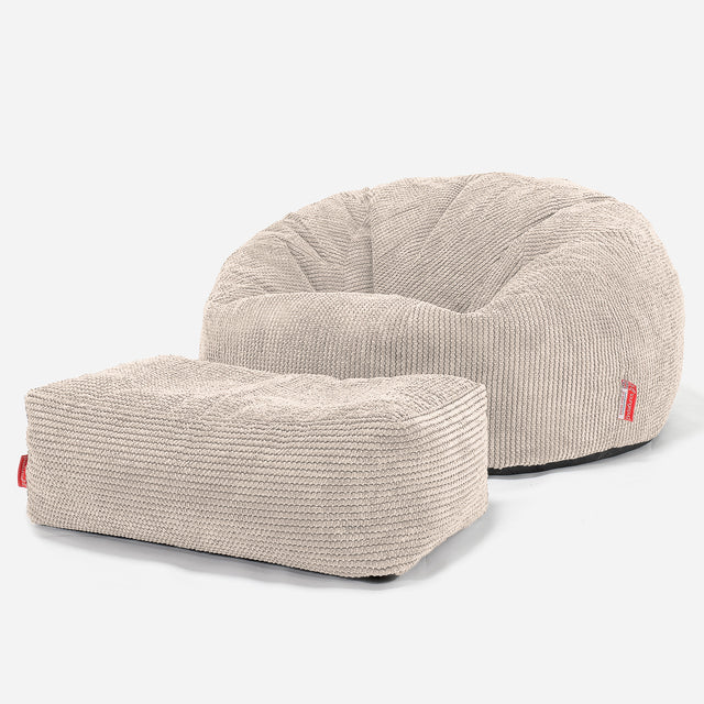 Puff Gigante Sofá Clásica - Pompón Crema 02