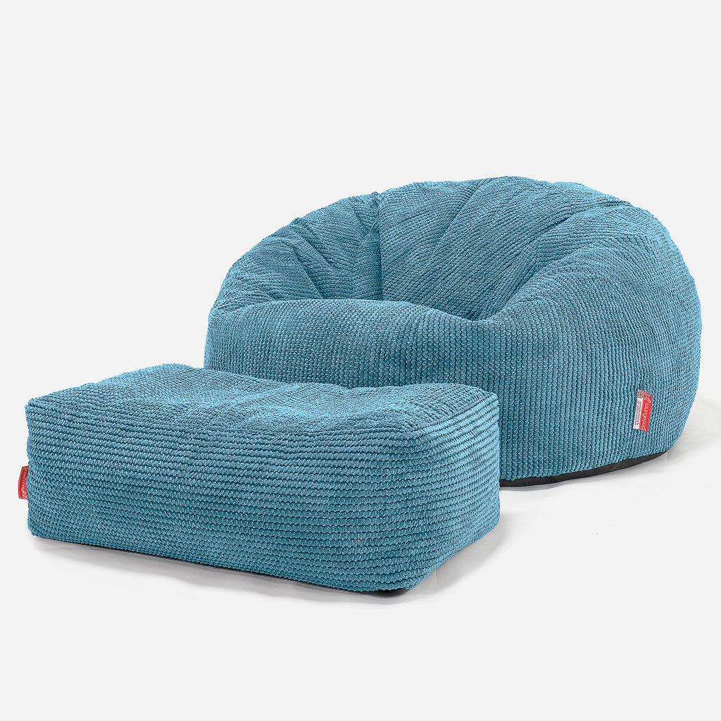 Puff Gigante Sofá Clásica - Pompón Egeo Azul 02