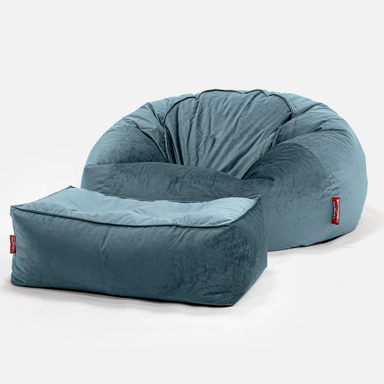 Puff Gigante Sofá Clásica - Terciopelo Turquesa 02
