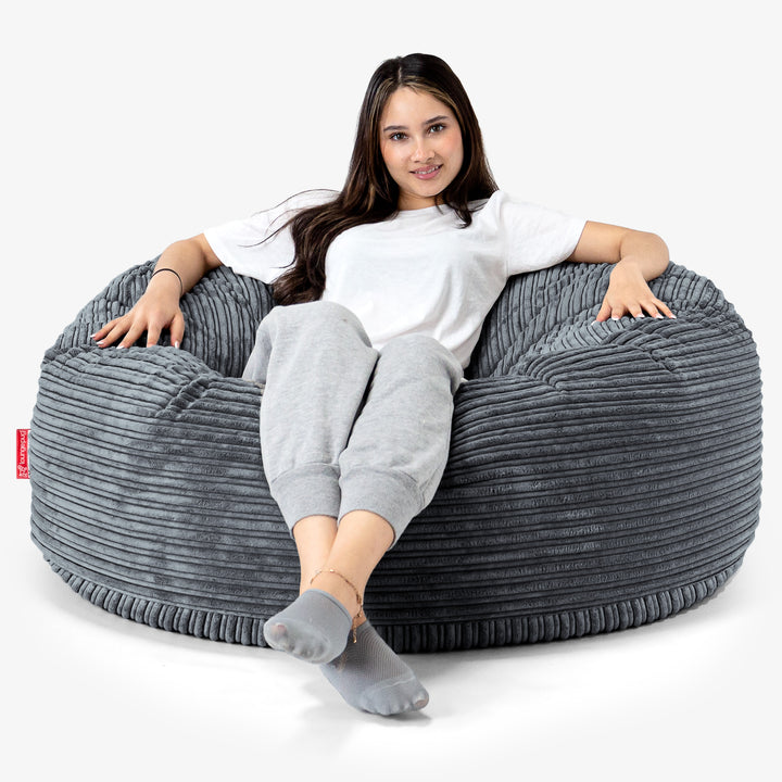Puff Gigante Sofá 'Mamut' - Pana Clásica Pizarra Gris 01