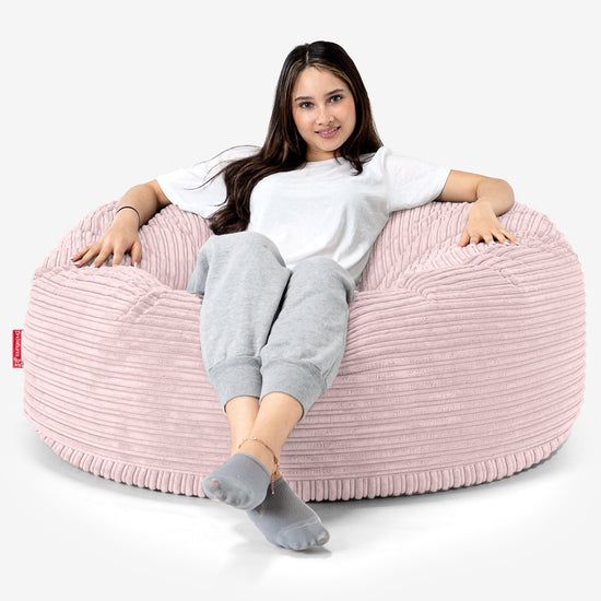 Puff Gigante Sofá 'Mamut' - Pana Clásica Rosa Claro 01