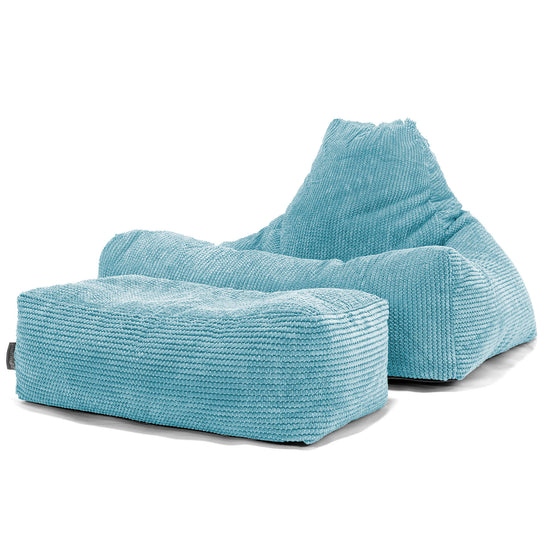 Puff Pera 'Relajarse' - Pompón Egeo Azul 02
