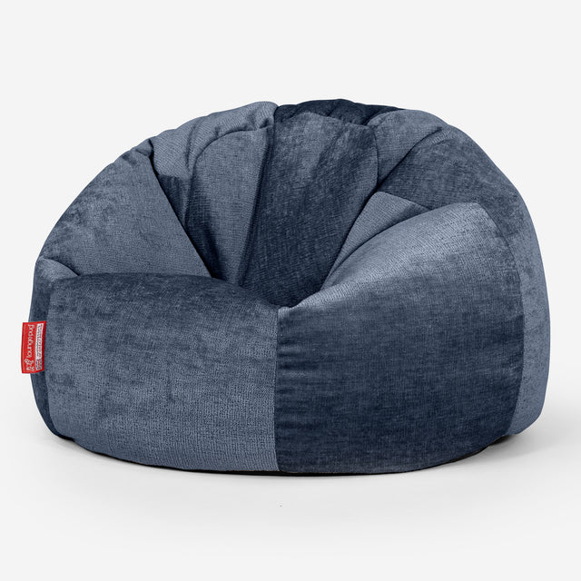Puff Redondo - Chenille Azul marino 01