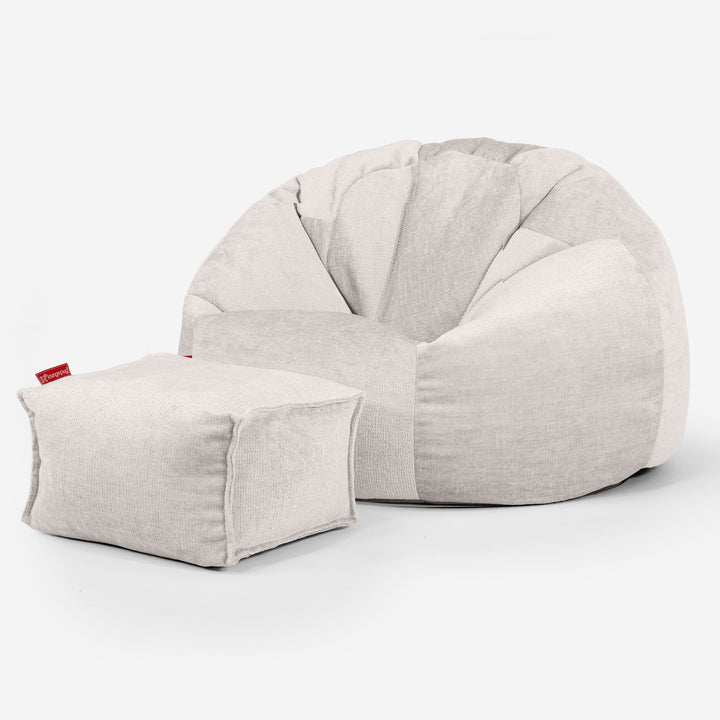 Puff Redondo - Chenille Crema 02