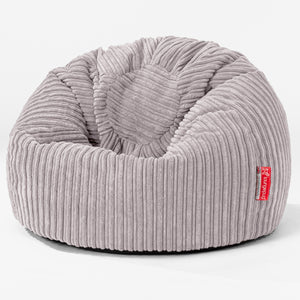 Puff Redondo Infantil 1-5 años - Pana Clásica Gris Plata