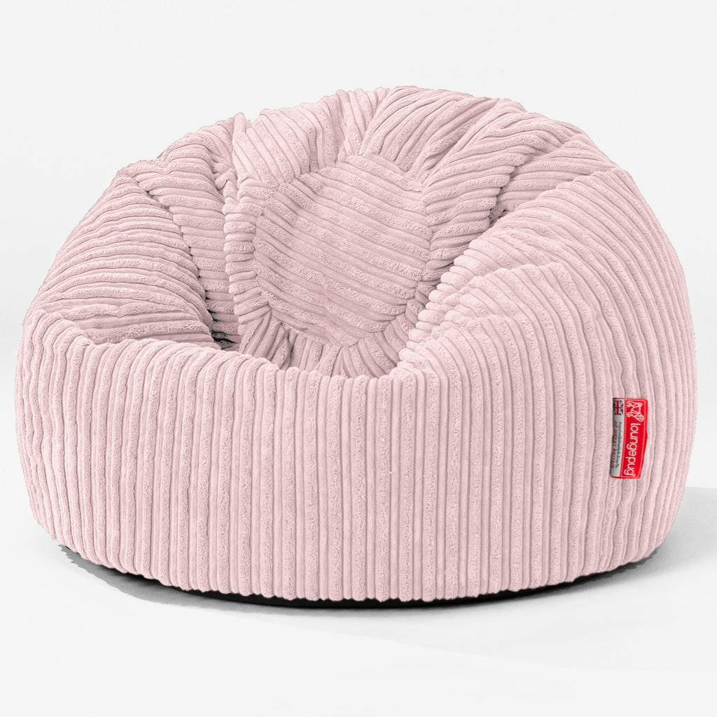 Puff Redondo Infantil - Pana Clásica Rosa Claro 01