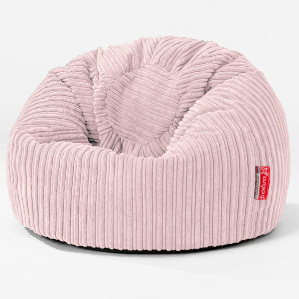 Puff Redondo Infantil 1-5 años - Pana Clásica Rosa Claro 01