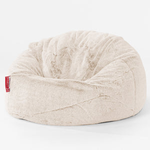Puff Redondo Infantil 1-5 años - Piel de Conejo Sintética Blanco
