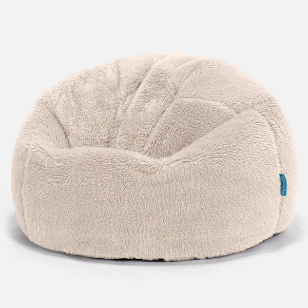 Puff Redondo Infantil - Piel de Osito Sintética Crema 01