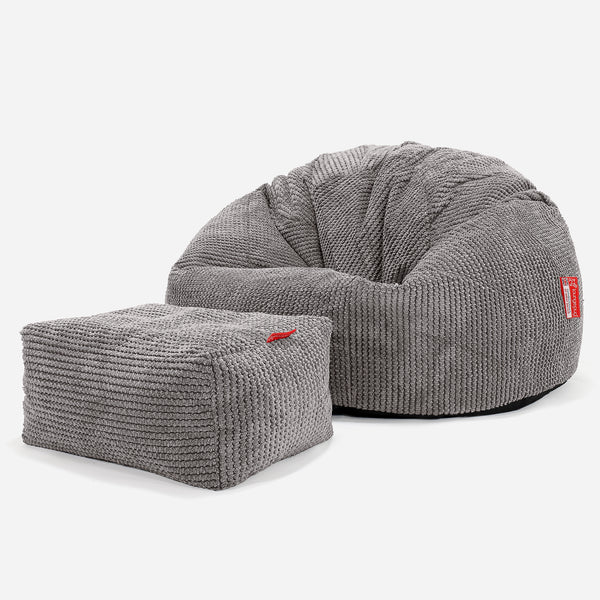 Puff Redondo - Pompón Carbón Gris 01
