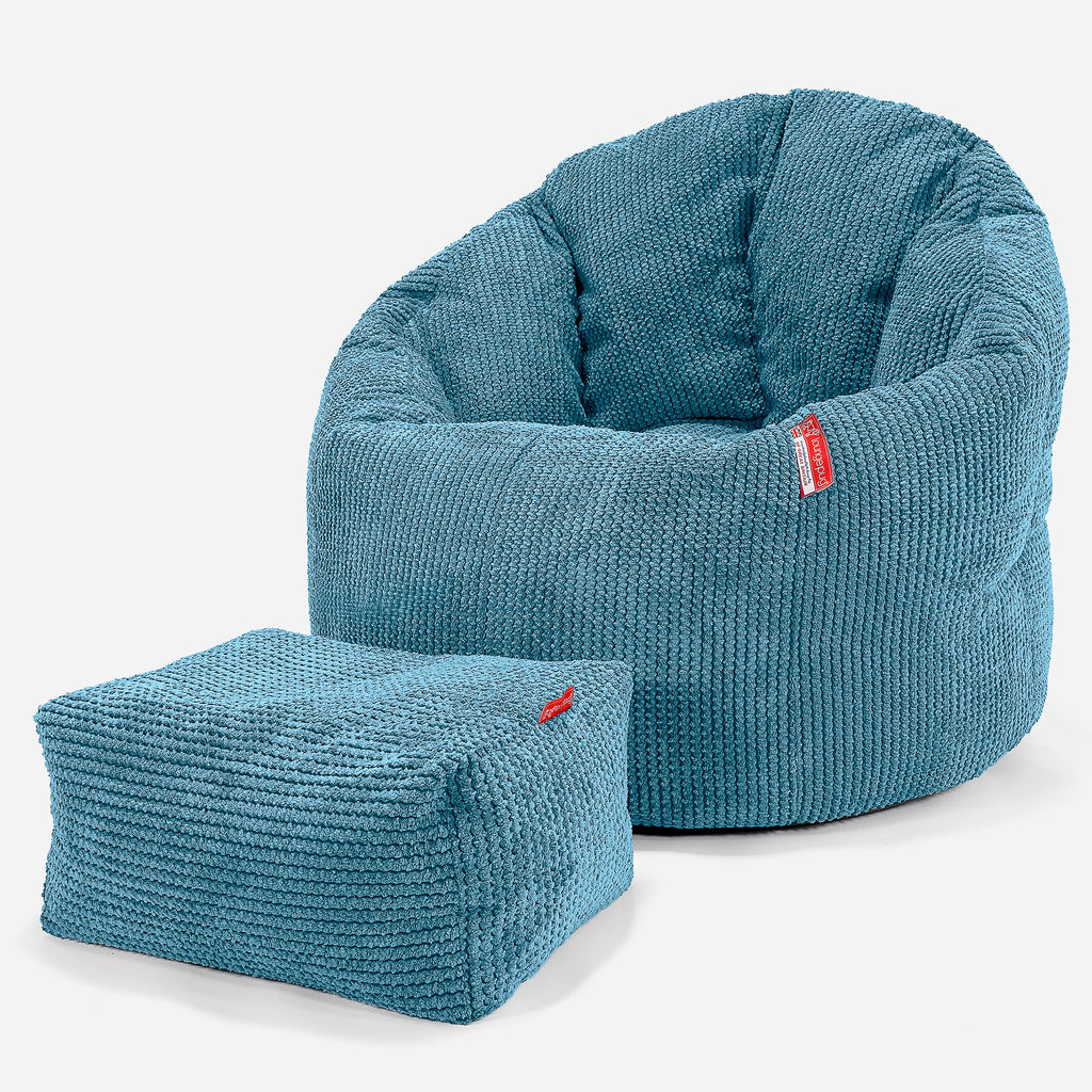 Puff Silla 'Abrazo' - Pompón Egeo Azul 02