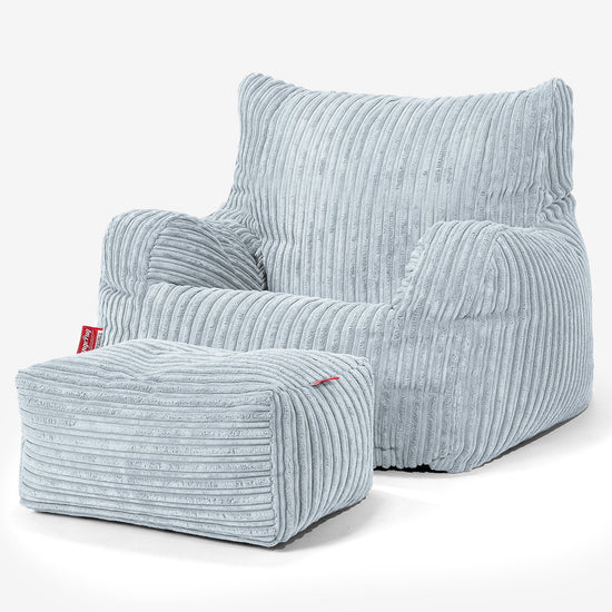 Puff Sillón Josephine - Pana Clásica Bebé Azul 02