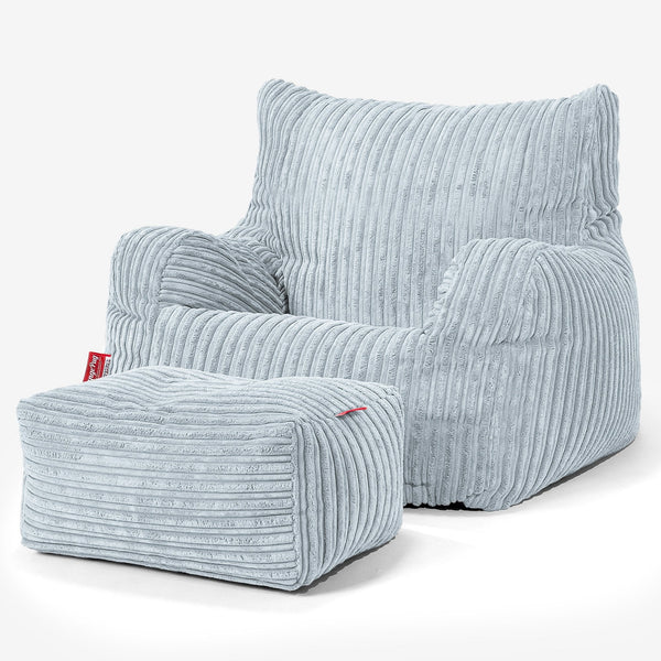 Puff Sillón Josephine - Pana Clásica Bebé Azul 01