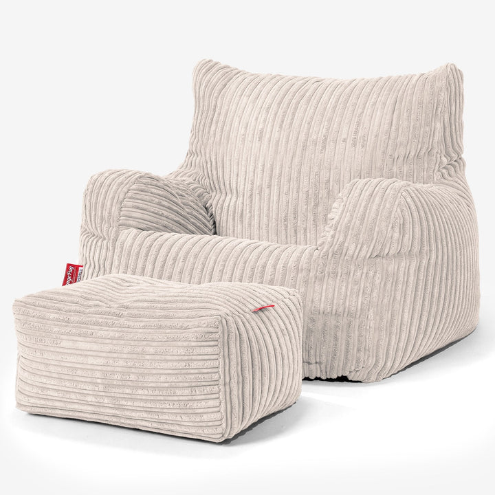 Puff Sillón Josephine - Pana Clásica Marfil 02