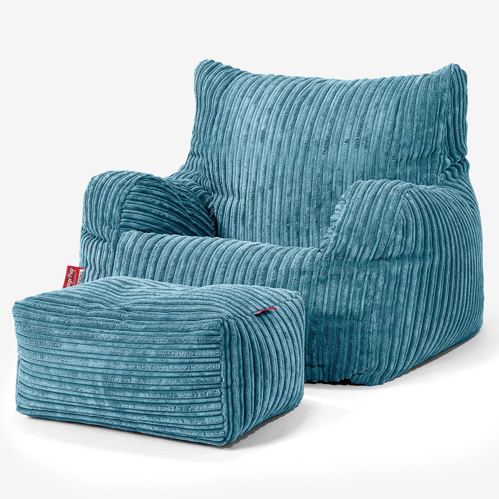 Puff Sillón - Pana Clásica Egeo Azul 02