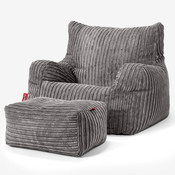 Puff Sillón - Pana Clásica Grafito 01