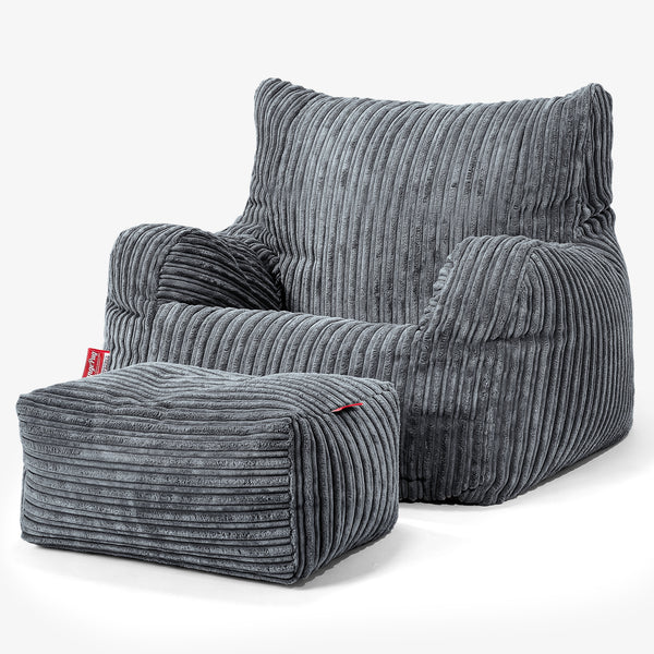 Puff Sillón - Pana Clásica Pizarra Gris 01