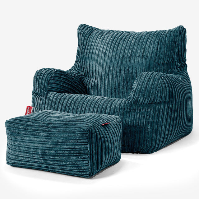 Puff Sillón Josephine - Pana Clásica Turquesa 02