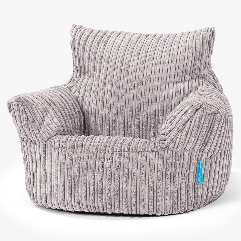 Puff Sillón para niños 1-3 años - Pana Clásica Aluminio Plata 01
