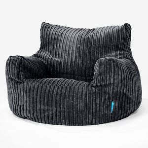 Puff Sillón para niños 3-8 años - Pana Clásica Negro