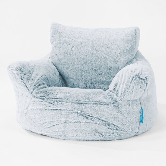 Puff Sillón para niños 1-3 años - Piel de Conejo Sintética Azul Empolvado 01