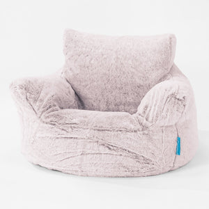 Puff Sillón para niños 1-3 años - Piel de Conejo Sintética Rosa Empolvado