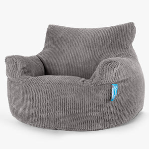 Puff Sillón para niños 3-8 años - Pompón Carbón Gris