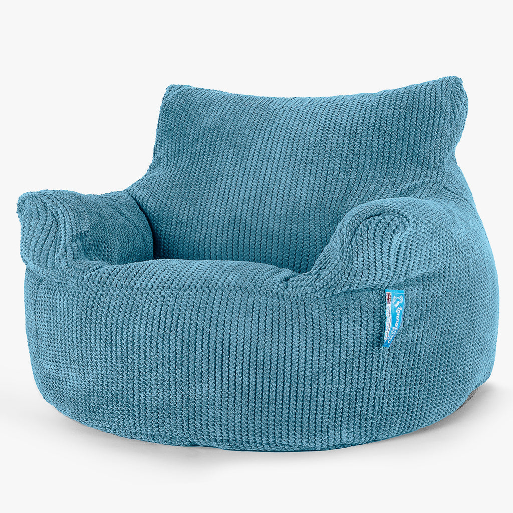 Puff Sillón para niños 3-8 años - Pompón Egeo Azul 01