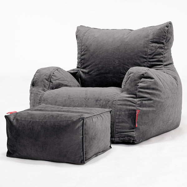 Puff Sillón - Terciopelo Grafito 01