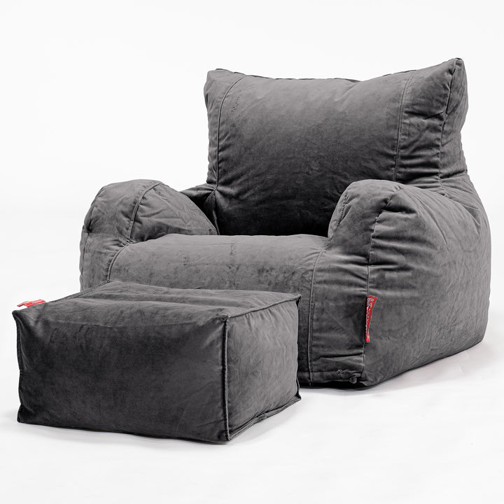 Puff Sillón - Terciopelo Grafito 02