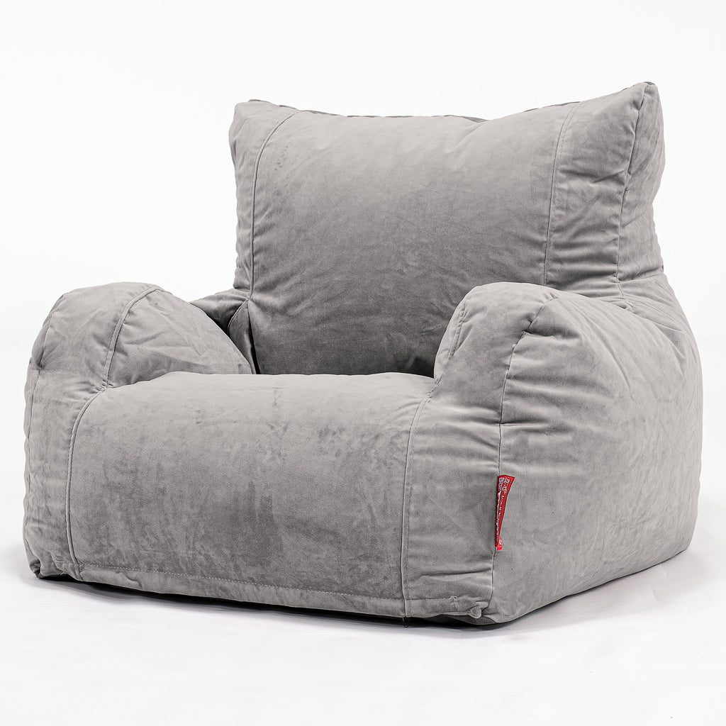 Puff Sillón - Terciopelo Plata 01
