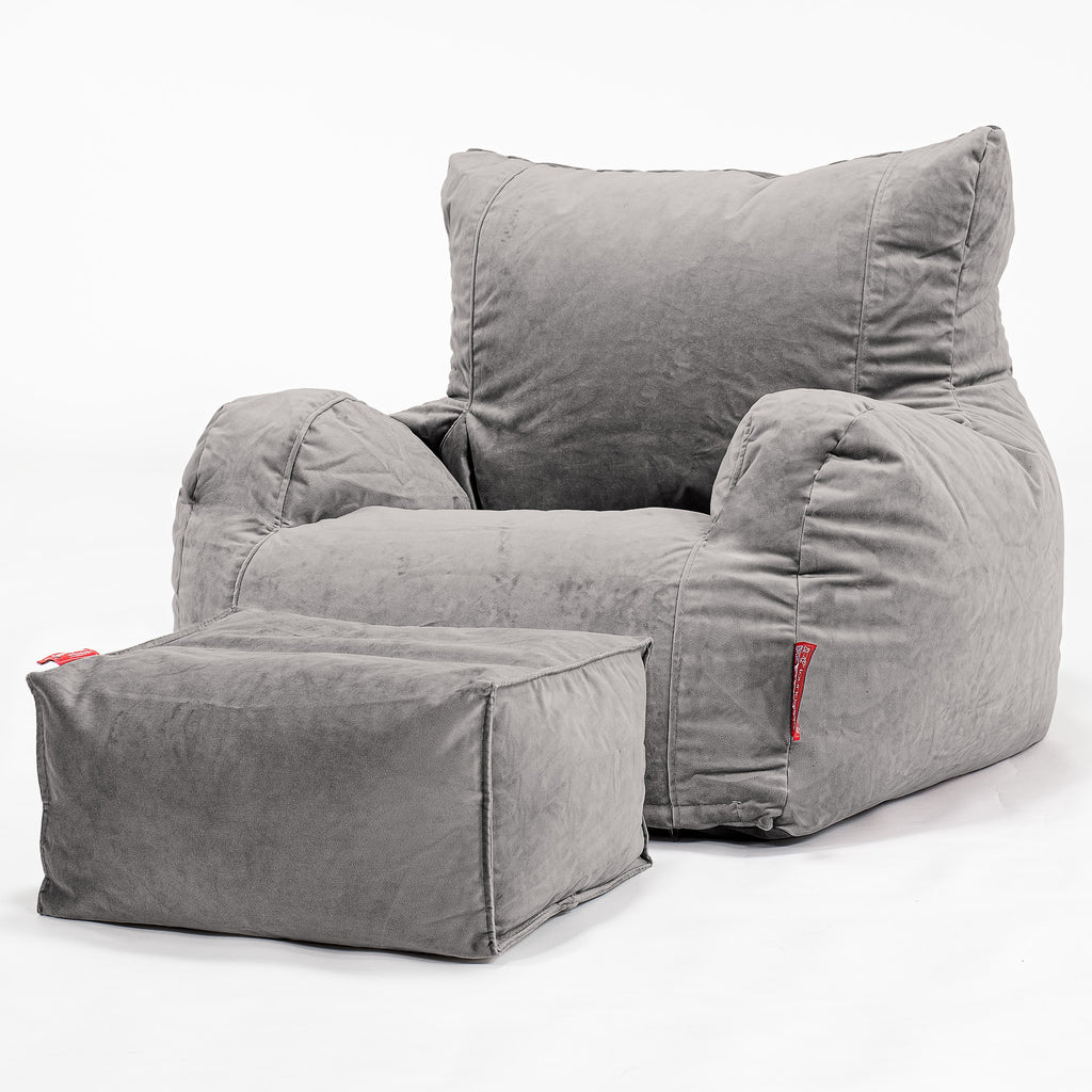 Puff Sillón - Terciopelo Plata 02