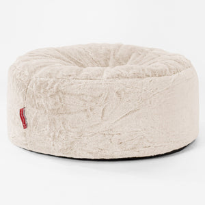 Puff Taburete - Piel de Conejo Sintética Blanco