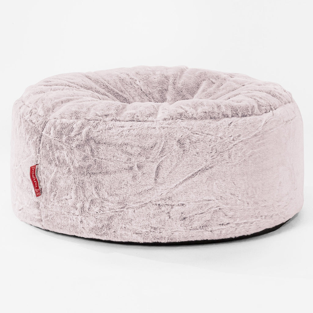 Puff Taburete - Piel de Conejo Sintética Rosa Empolvado 01