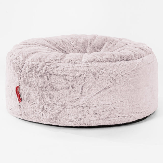 Puff Taburete - Piel de Conejo Sintética Rosa Empolvado 01
