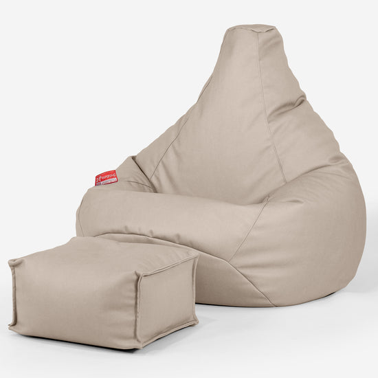 Silla De Juego Puf - Cuero Vegano Marfil 01