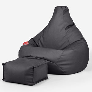 Silla De Juego Puf - Cuero Vegano Negro