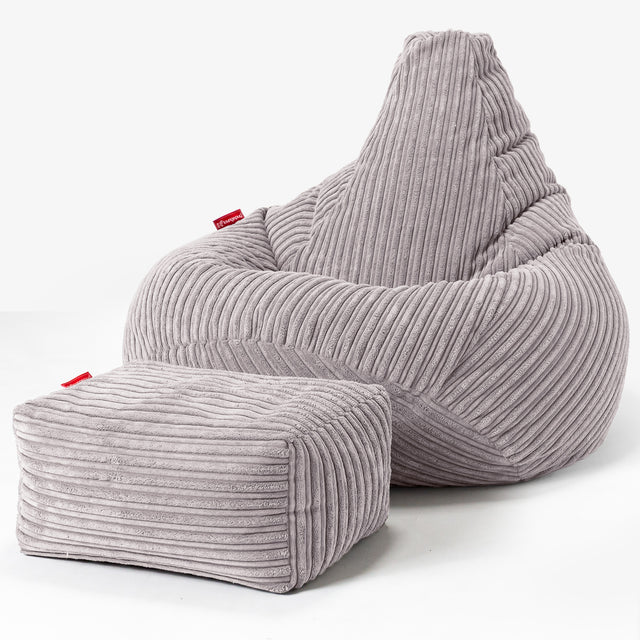 Silla De Juego Puf - Pana Clásica Gris Plata 01