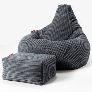 Silla De Juego Puf - Pana Clásica Pizarra Gris