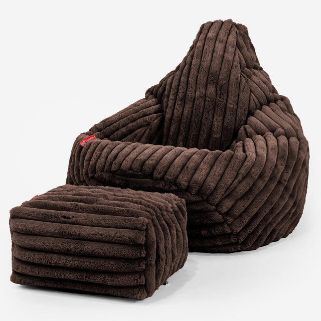 Silla De Juego Puf - Pana de Felpa Ultra Café 01