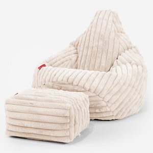 Silla De Juego Puf - Pana de Felpa Ultra Crema